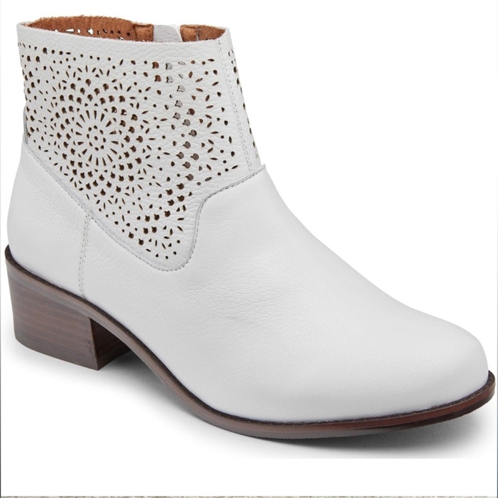 White Leather Ankle Boots